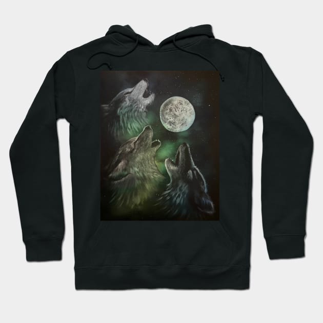 Wolves Howling at the Moon Hoodie by J&S mason